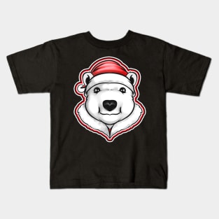 Polar Bear With Santas Hat For Christmas Kids T-Shirt